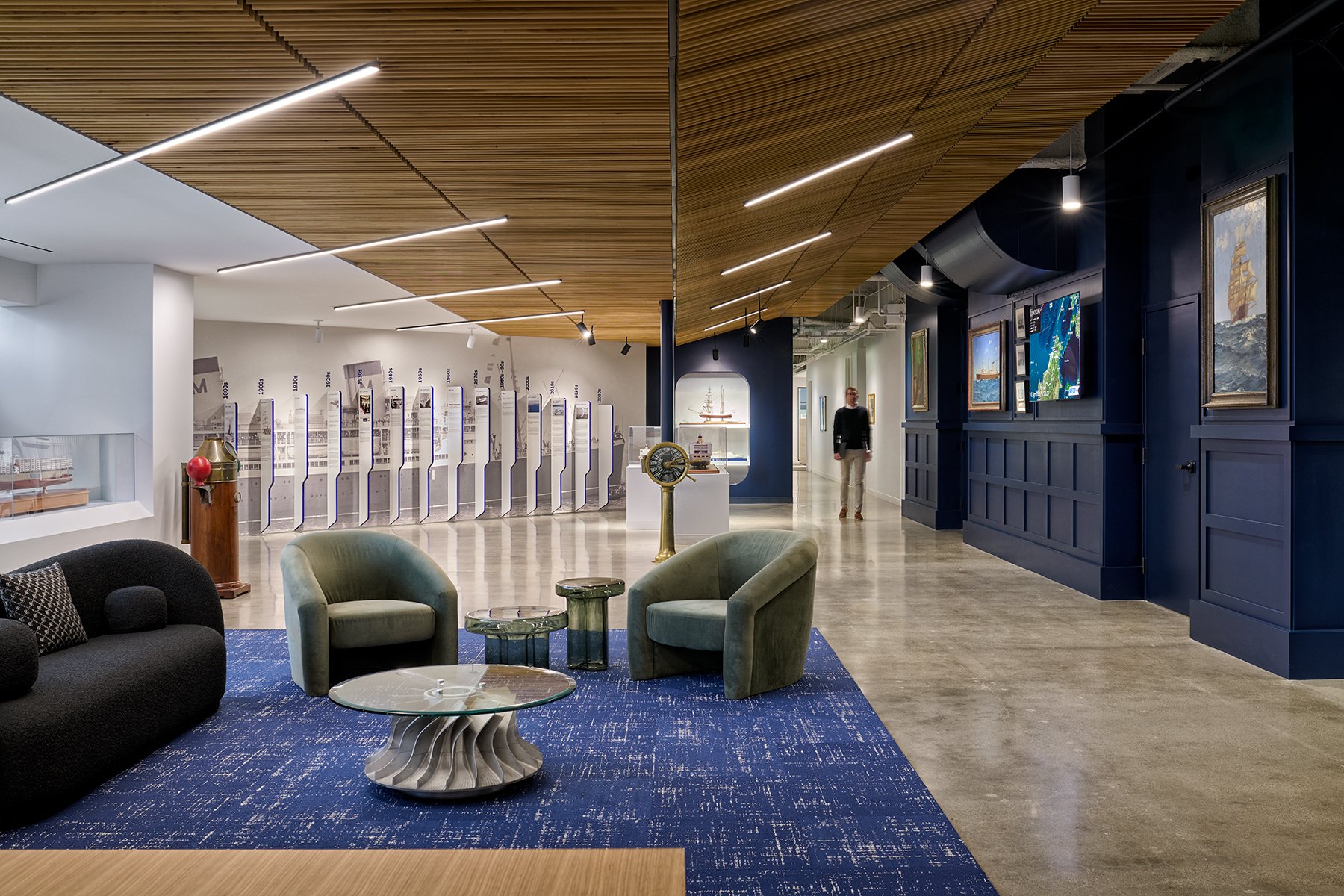 Rooted in history and designed for momentum, this workplace brings maritime legacy, storytelling, and collaboration together through warm materials, curated artifacts, and spaces made for connection.
 
With an accelerated schedule, this project calle