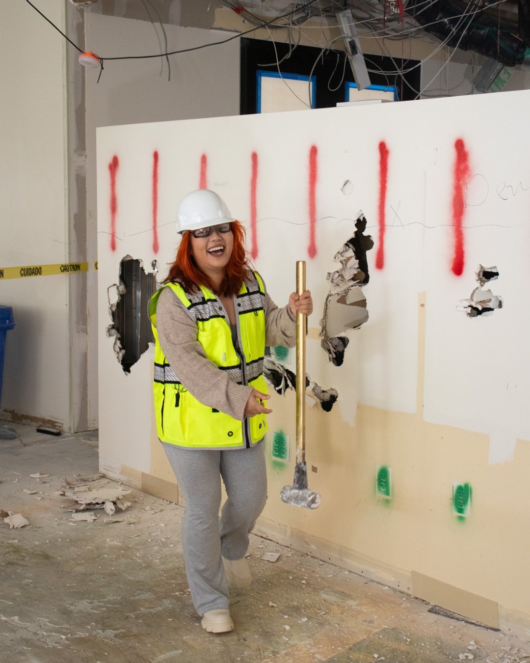 When the day calls for hard hats, PPE, and a gold sledgehammer, you know we&rsquo;re in. We had the chance to join Red Iron Group and @gcigc onsite for a little hands-on &ldquo;stress relief&rdquo; as demolition kicked off. Big thanks to Red Iron Gro